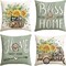 Sunflower Eucalyptus Leaves Throw Pillow Covers, 18 x 18 Inch Seasonal Spring Summer Truck Home Sweet Home Cushion Case Decorations